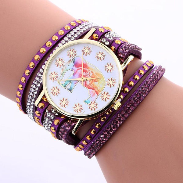Elephant Bracelet Watch in Purple
