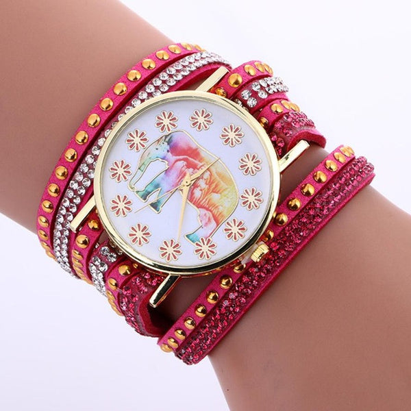 Elephant Bracelet Watch in PInk