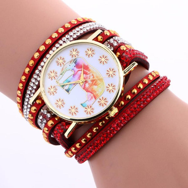 Elephant Bracelet Watch in Red